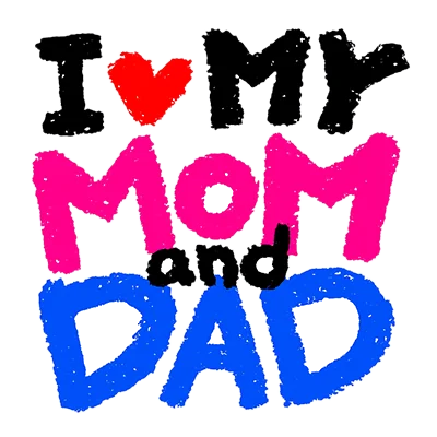 Tétine \"I love mom and dad\" avec un design coloré et mignon, parfaite pour exprimer l\'amour de bébé. Disponible sur bebe-pren