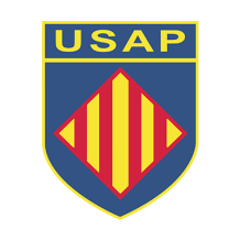 Logo USA Perpignan pour des articles pour bébé tendance sur bebe-prenom.com. Idéal pour les petits fans de rugby !