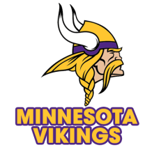Logo des Minnesota Vikings, parfait pour les articles bébé comme bodys ou bavoirs. Disponible sur bebe-prenom.com.