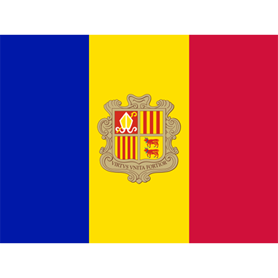 Drapeau Officiel d\'Andorre pour accessoires de bébé sur bebe-prenom.com. Idéal pour les fans de ce petit pays.
