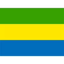 Drapeau Officiel du Gabon, parfait pour les accessoires de bébé tels que bavoirs et bodys. Disponible sur bebe-prenom.com.