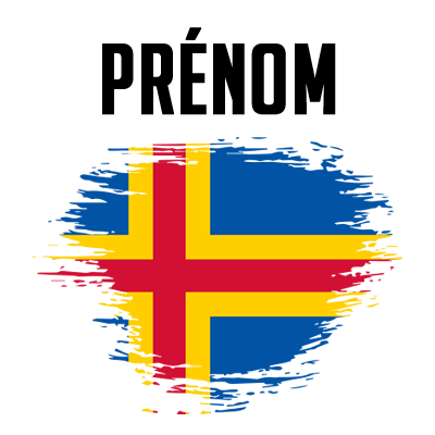Drapeau effet pinceau Iles Aland, parfait pour embellir les accessoires de votre bébé sur bebe-prenom.com.