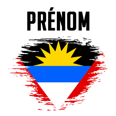 Drapeau effet pinceau Antigua-et-Barbuda, idéal pour personnaliser les accessoires de votre bébé sur bebe-prenom.com.