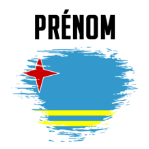 Drapeau effet pinceau Aruba, un accessoire coloré et fun pour les bavoirs et vêtements de bébé sur bebe-prenom.com.