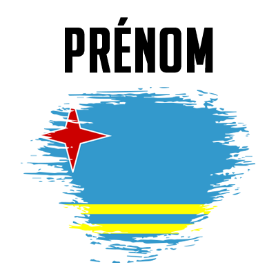 Drapeau effet pinceau Aruba, un accessoire coloré et fun pour les bavoirs et vêtements de bébé sur bebe-prenom.com.