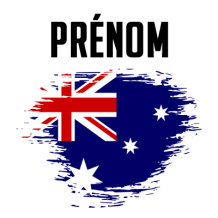 Drapeau effet pinceau Australie pour accessoires bébé, idéal pour personnaliser les bavoirs et bodys. Disponible sur bebe-prenom