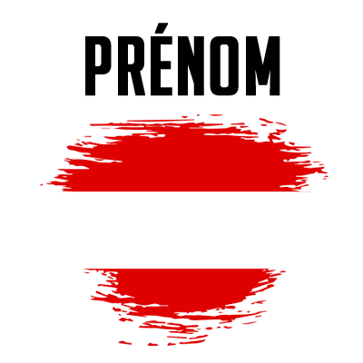 Drapeau effet pinceau Autriche, idéal pour personnaliser les accessoires de votre bébé sur bebe-prenom.com.