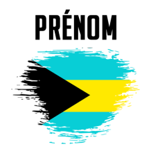 Drapeau effet pinceau Bahamas, idéal pour personnaliser les accessoires de votre bébé sur bebe-prenom.com.