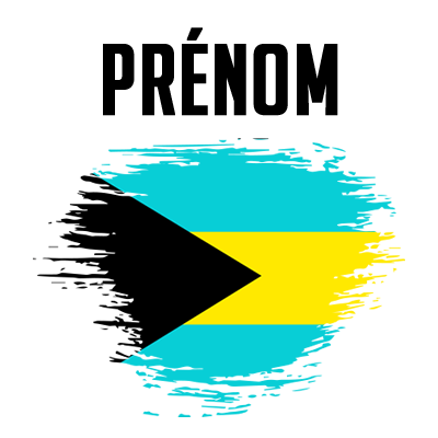 Drapeau effet pinceau Bahamas, idéal pour personnaliser les accessoires de votre bébé sur bebe-prenom.com.