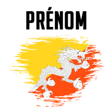 Drapeau effet pinceau Bhoutan, un design original et coloré pour les accessoires de bébé sur bebe-prenom.com.
