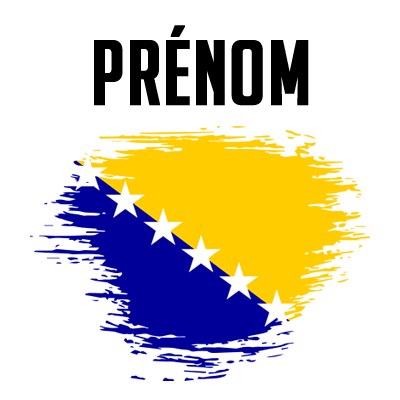 Drapeau effet pinceau Bosnie Herzégovine, idéal pour les accessoires de bébé sur bebe-prenom.com.