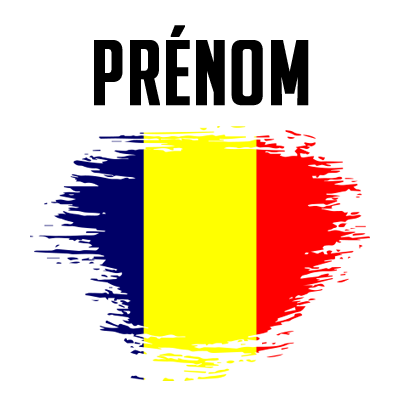 Drapeau effet pinceau Tchad, idéal pour personnaliser les accessoires de votre bébé sur bebe-prenom.com.