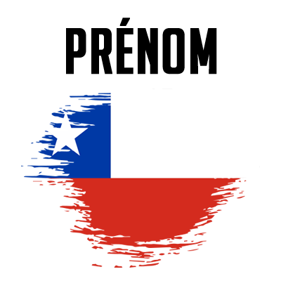 Drapeau effet pinceau Chili, idéal pour personnaliser les accessoires de votre bébé sur bebe-prenom.com.