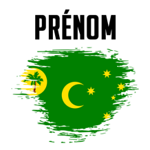 Drapeau effet pinceau Îles Cocos, un design original pour les accessoires de bébé sur bebe-prenom.com.