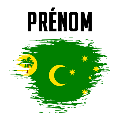 Drapeau effet pinceau Îles Cocos, un design original pour les accessoires de bébé sur bebe-prenom.com.