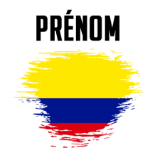 Drapeau effet pinceau Colombie, idéal pour personnaliser les accessoires de bébé sur bebe-prenom.com.