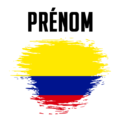 Drapeau effet pinceau Colombie, idéal pour personnaliser les accessoires de bébé sur bebe-prenom.com.