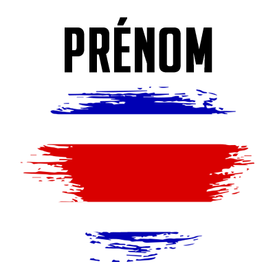 Drapeau effet pinceau Costa Rica, parfait pour personnaliser les accessoires de votre bébé sur bebe-prenom.com.
