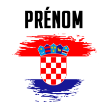 Drapeau effet pinceau Croatie, idéal pour personnaliser les accessoires de votre bébé chez bebe-prenom.com.