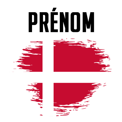 Drapeau effet pinceau Danemark, une touche originale pour les accessoires de votre bébé sur bebe-prenom.com.