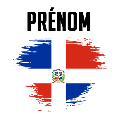 Drapeau effet pinceau République Dominicaine, idéal pour égayer les accessoires de bébé sur bebe-prenom.com.