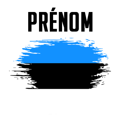 Drapeau effet pinceau Estonie, idéal pour personnaliser les articles de votre bébé. Disponible sur bebe-prenom.com.