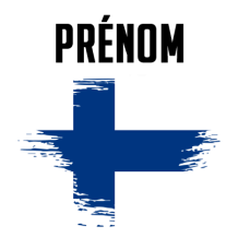 Drapeau effet pinceau Finlande, idéal pour personnaliser les articles de bébé sur bebe-prenom.com.