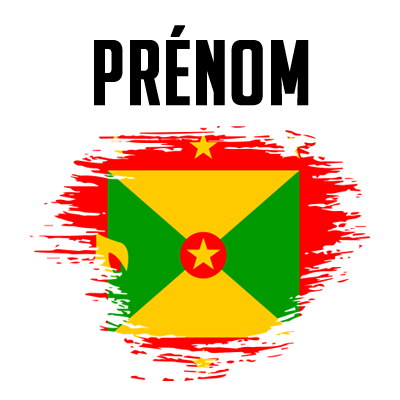 Drapeau effet pinceau Grenade, parfait pour personnaliser les accessoires de votre bébé sur bebe-prenom.com.