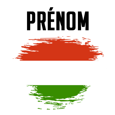 Drapeau effet pinceau Hongrie, parfait pour personnaliser les accessoires de bébé sur bebe-prenom.com.