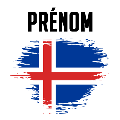 Drapeau effet pinceau Islande, idéal pour personnaliser les articles de bébé avec une touche unique. Visitez bebe-prenom.com.