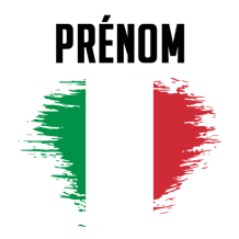 Drapeau effet pinceau Italie, parfait pour personnaliser les accessoires de bébé sur bebe-prenom.com.