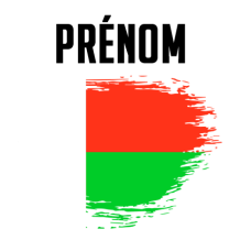 Drapeau effet pinceau Madagascar, idéal pour personnaliser les accessoires de bébé sur bebe-prenom.com.