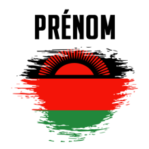 Drapeau effet pinceau Malawi, un design coloré parfait pour les accessoires de bébé chez bebe-prenom.com.