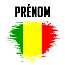 Drapeau effet pinceau Mali, un choix coloré et original pour habiller vos accessoires de bébé sur bebe-prenom.com.