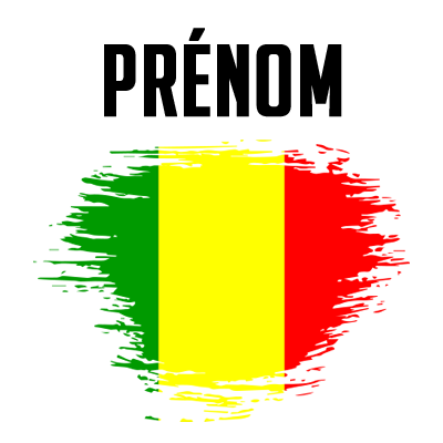 Drapeau effet pinceau Mali, un choix coloré et original pour habiller vos accessoires de bébé sur bebe-prenom.com.