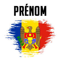 Drapeau effet pinceau Moldavie, idéal pour personnaliser les accessoires de bébé sur bebe-prenom.com.