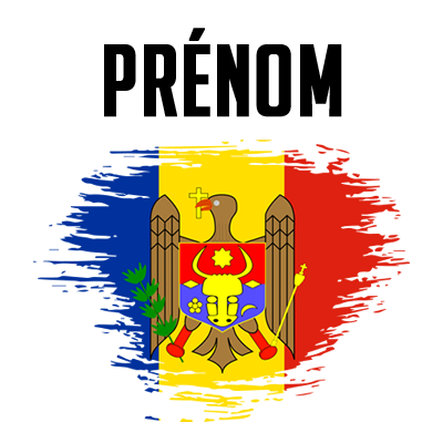 Drapeau effet pinceau Moldavie, idéal pour personnaliser les accessoires de bébé sur bebe-prenom.com.