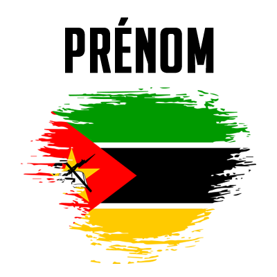 Drapeau effet pinceau Mozambique, parfait pour personnaliser les articles de bébé sur bebe-prenom.com.