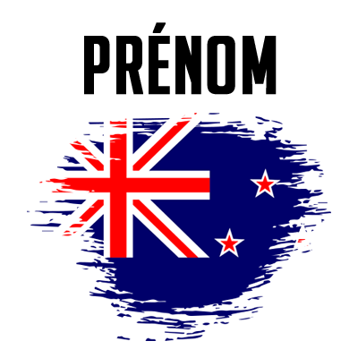 Drapeau effet pinceau Nouvelle-Zélande, un design tendance pour les accessoires de bébé sur bebe-prenom.com.