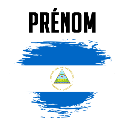Drapeau effet pinceau Nicaragua, idéal pour personnaliser les accessoires de bébé sur bebe-prenom.com.