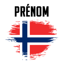 Drapeau effet pinceau Norvège, design vibrant pour accessoires de bébé sur bebe-prenom.com.