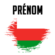 Drapeau effet pinceau Oman, idéal pour personnaliser l\'univers de bébé avec originalité et style sur bebe-prenom.com.
