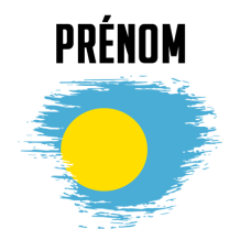 Drapeau effet pinceau Palau, un design ludique pour embellir les accessoires de votre bébé sur bebe-prenom.com.