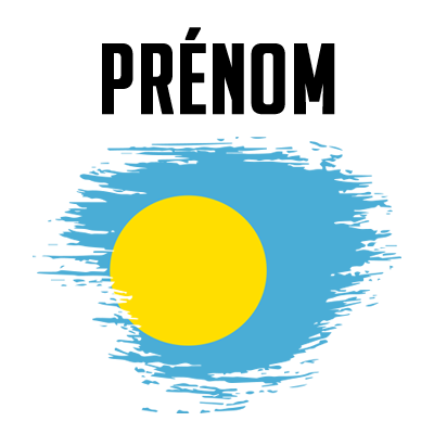 Drapeau effet pinceau Palau, un design ludique pour embellir les accessoires de votre bébé sur bebe-prenom.com.