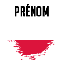 Drapeau effet pinceau Pologne, idéal pour personnaliser les accessoires de bébé sur bebe-prenom.com.
