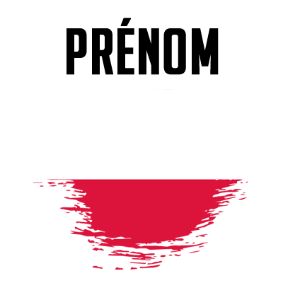Drapeau effet pinceau Pologne, idéal pour personnaliser les accessoires de bébé sur bebe-prenom.com.