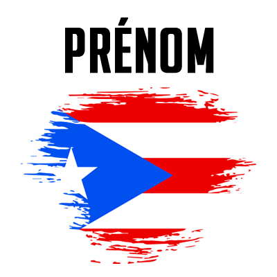 Drapeau effet pinceau Porto Rico, idéal pour personnaliser les accessoires de bébé sur bebe-prenom.com.