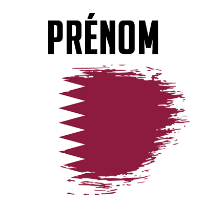 Drapeau effet pinceau Qatar, parfait pour personnaliser les accessoires de votre bébé. Découvrez nos articles sur bebe-prenom.co