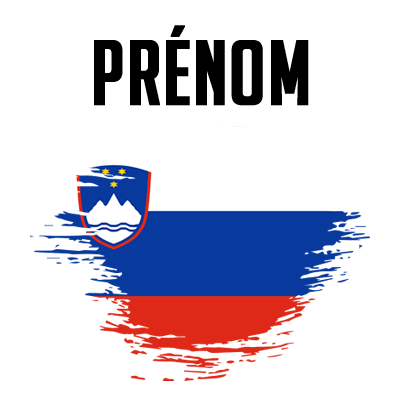 Drapeau effet pinceau Slovénie, parfait pour personnaliser les accessoires de votre bébé sur bebe-prenom.com.