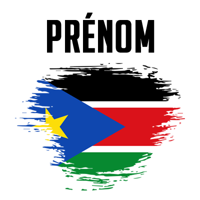 Drapeau effet pinceau Soudan du Sud, parfait pour personnaliser les accessoires de votre bébé sur bebe-prenom.com.
